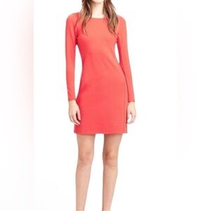 Theory Long Sleeve Kalion Pryor Ponti Mini Dress in‎ Coral Size Large EUC!